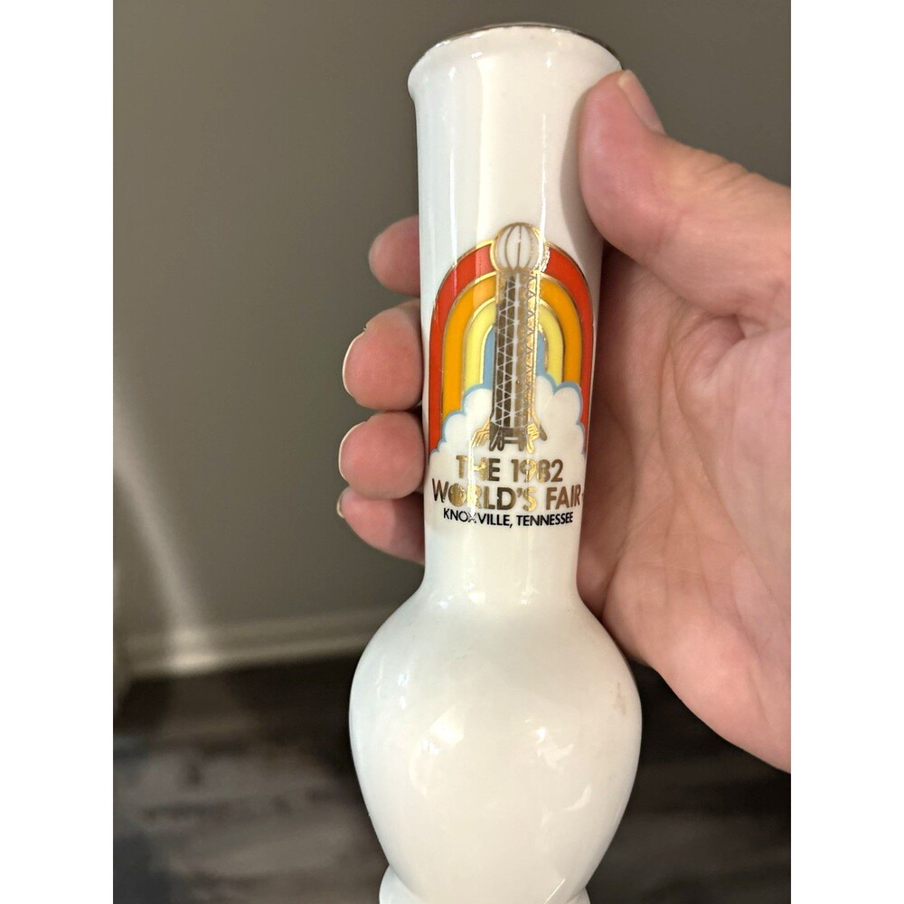 1982 Knoxville World’s Fair Souvenir White Bud Vase